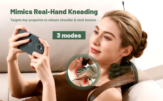 Bionic Heated Massager, Wireless Portable Shiatsu Neck and Back Massager, Electric Deep Tissue 4D Kneading Massage, Simulated Human Hand Design for Pain Relief and Muscle Relax