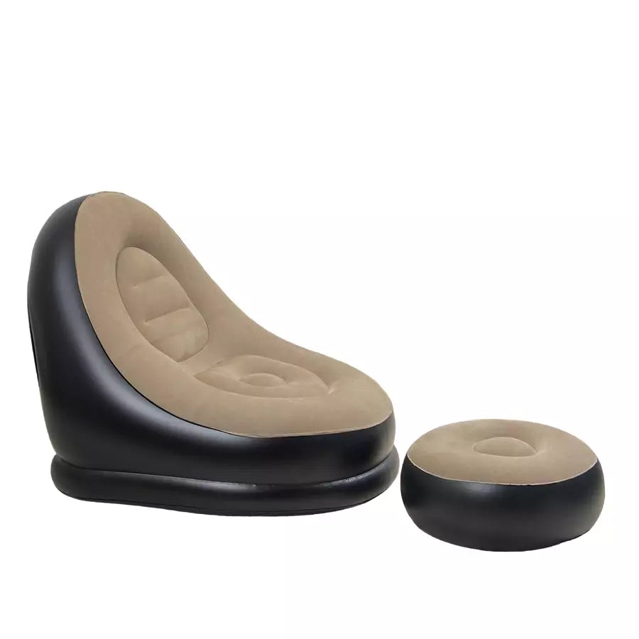 Premium Inflatable Air Sofa Chair with Ottoman & Electric Pump| Portable Lounger for Home, Camping & Outdoor Use