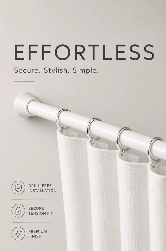 No-Drill Adjustable Curtain Rod (Extends up to 9 Ft)